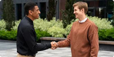 Colleagues shaking hands